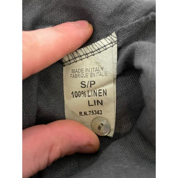 Stella Rosa grey linen crocheted lace trim short sleeve knee length dress size S - Picture 6 of 8